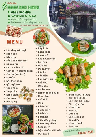 Here And Now Vegetarian Menu