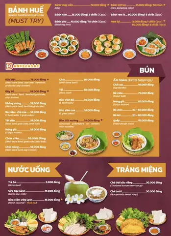 Bún Bò Huế O Xuân Menu