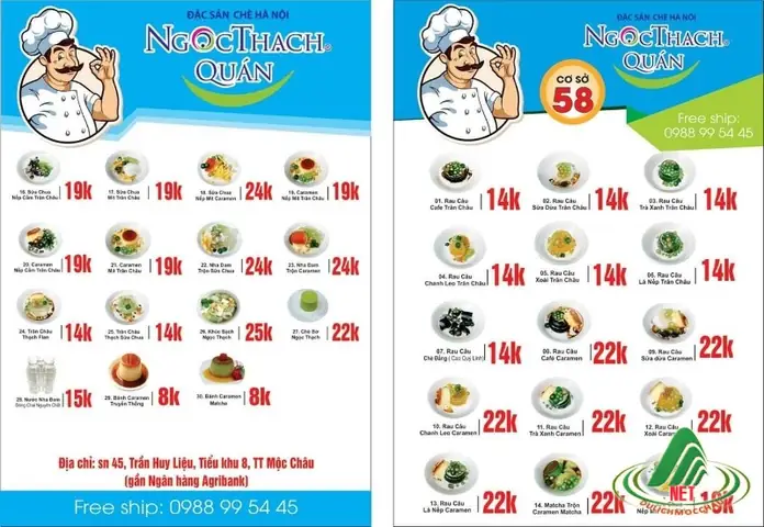 Chè Ngọc Thạch Quán Menu