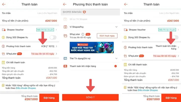 Chọn Phương Thức Thanh Toán Shopee