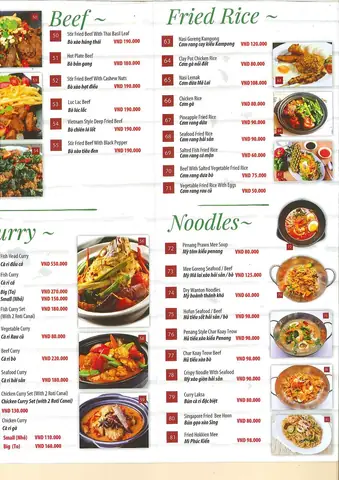 Lions Restaurant Hanoi Menu