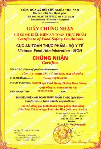 Giấy Phép An Toàn Thực Phẩm