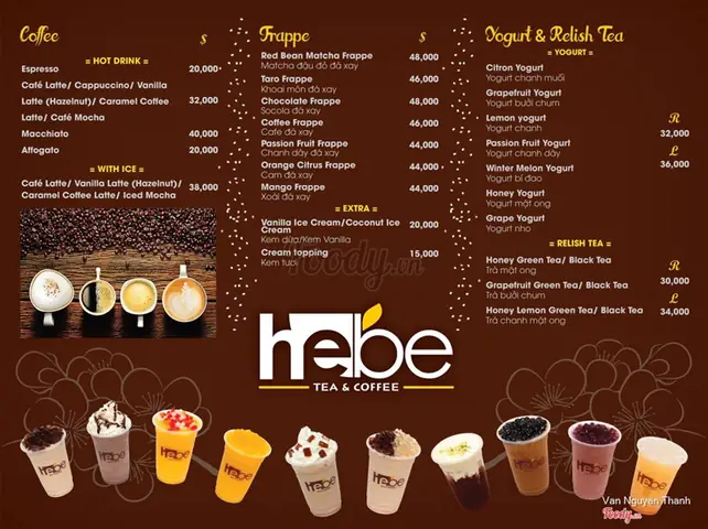 Hebe Tea & Coffee Menu