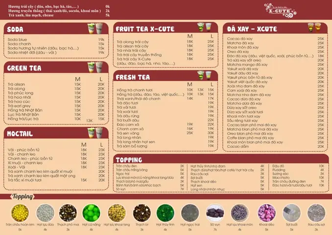 Trà Sữa X Cute Menu