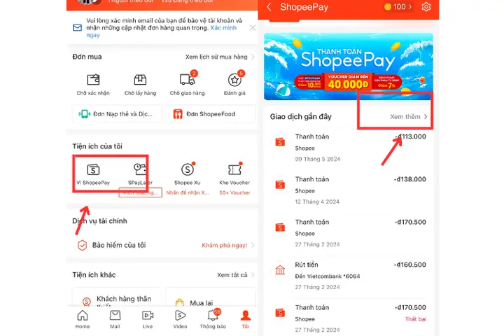 Xem Lịch Sử Giao Dịch Shopee
