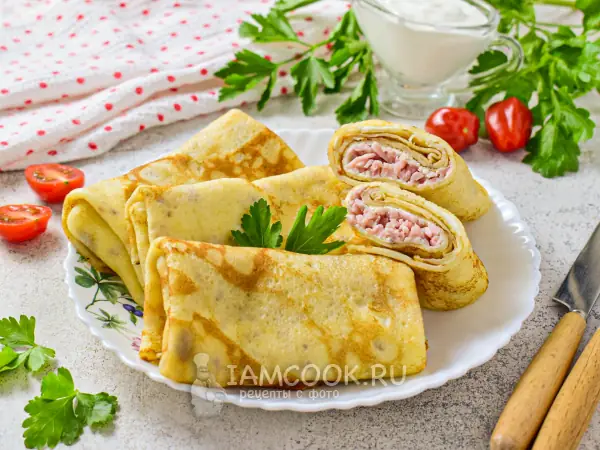 Блинчики С Ветчиной И Плавленым Сыром