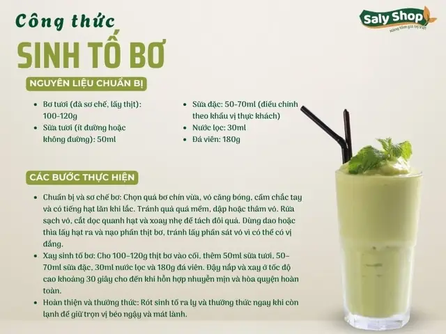 Công Thức Sinh Tố Bơ
