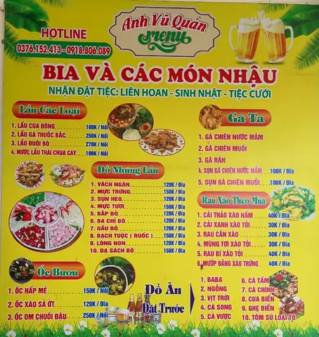 Menu Các Món Nhậu Bia Hơi