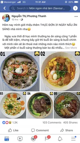Thực Đơn Bữa Sáng Trong Tuần