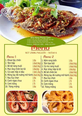 Thực Đơn Các Món Hải Sản