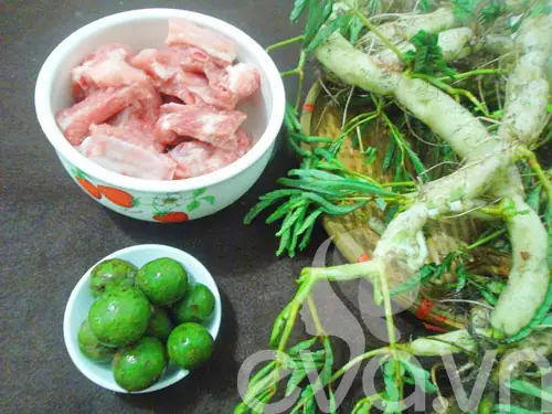 Cách Nấu Canh Sườn Sấu Rau Rút