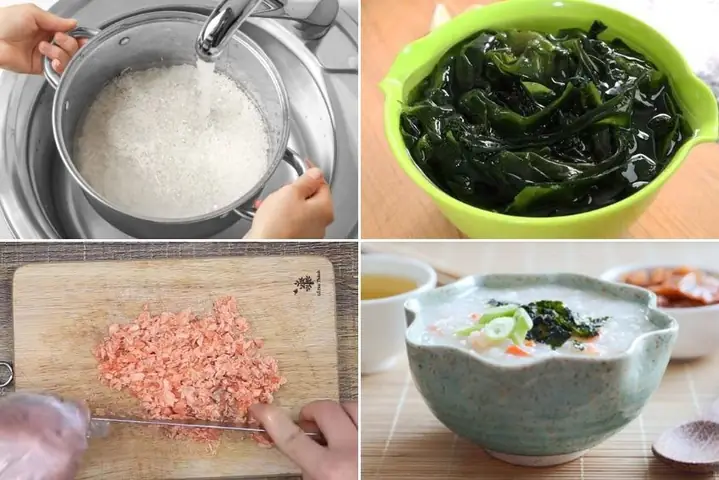 Cách Nấu Cháo Cá Hồi Rong Biển