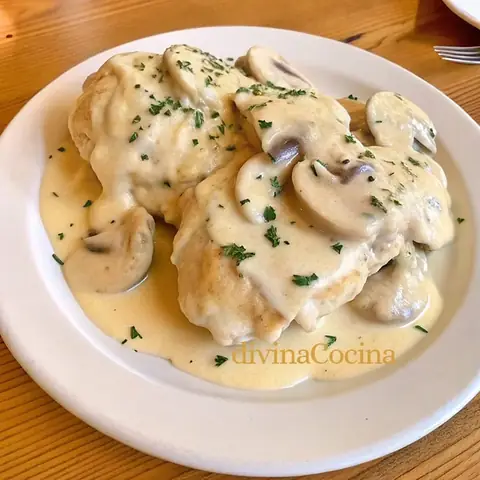 Pollo Con Champiñones Y Crema